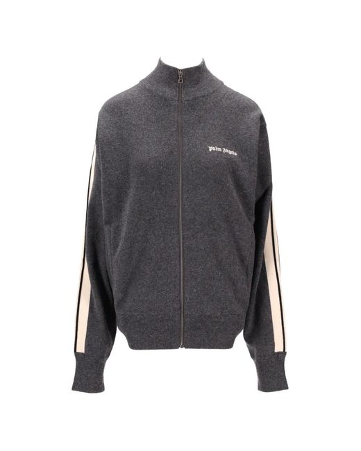Palm Angels Gray Logo Stripe Track Jacket