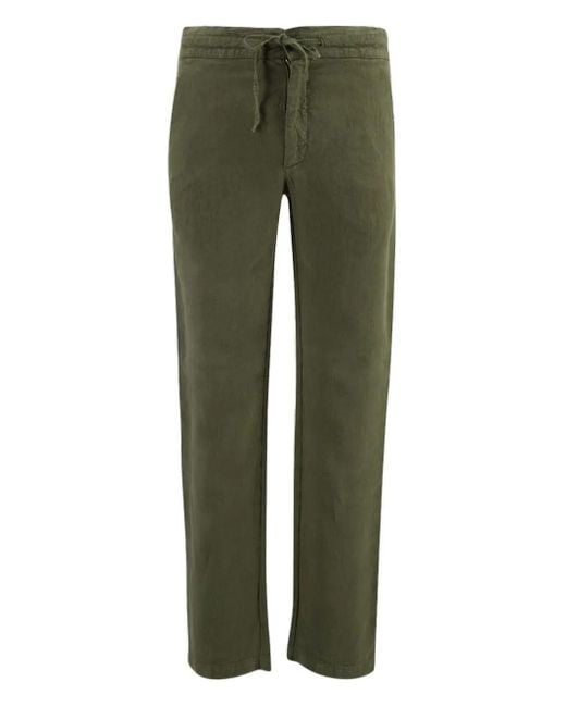 120% Lino Green Drawstring-Waist Linen Trousers for men