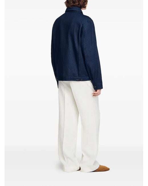 Sandro Blue Denim Worker Jacket for men