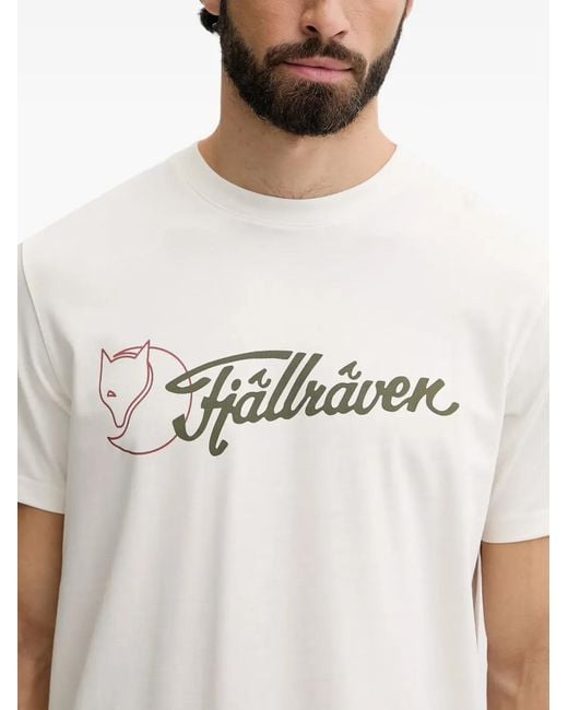 Fjallraven White Logo-Print T-Shirt for men