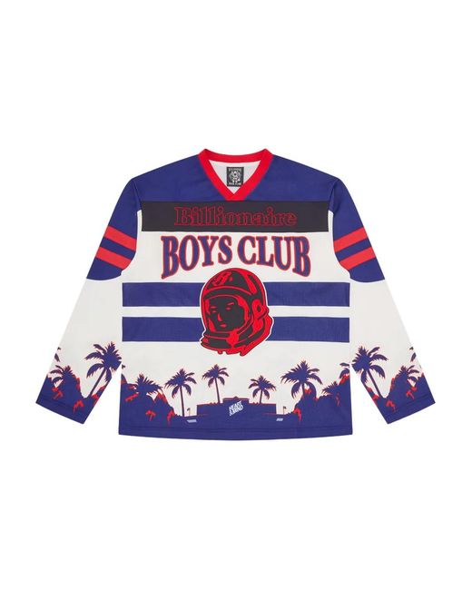 BBCICECREAM Blue Stadium Hockey Striped Graphic Jersey for men