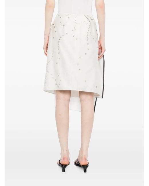 JNBY White Pearl-Print Wrap Skirt