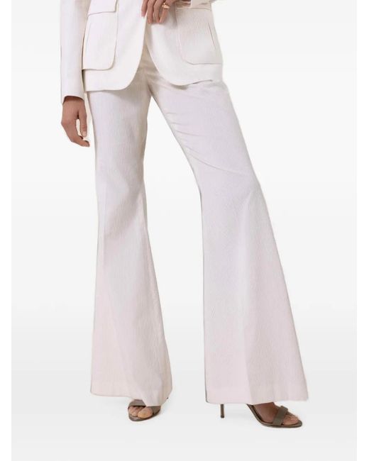 Gabriela Hearst White Ianthe Corduroy-Texture Flared Trousers