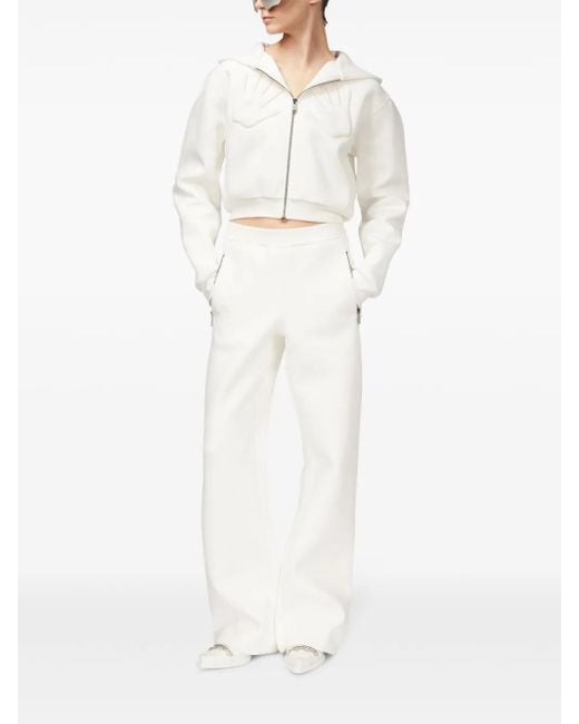 Area White Embossed Handprint Track Pants