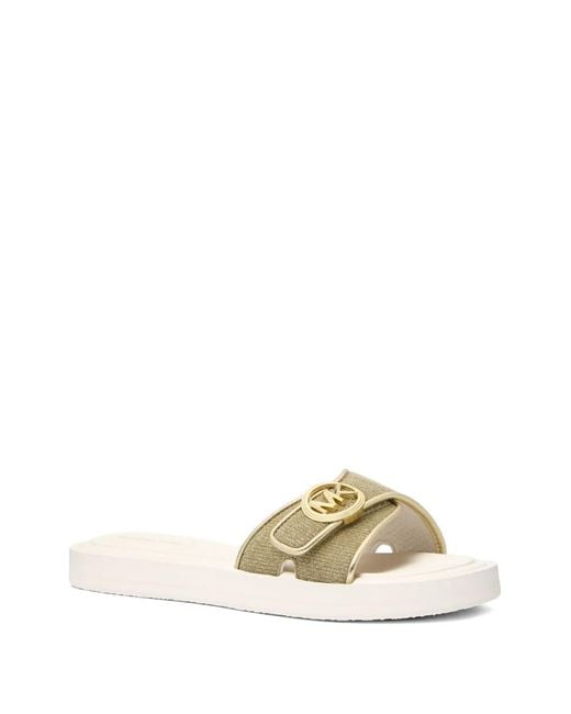 Michael Kors Metallic Logo Pool Slide Sandals