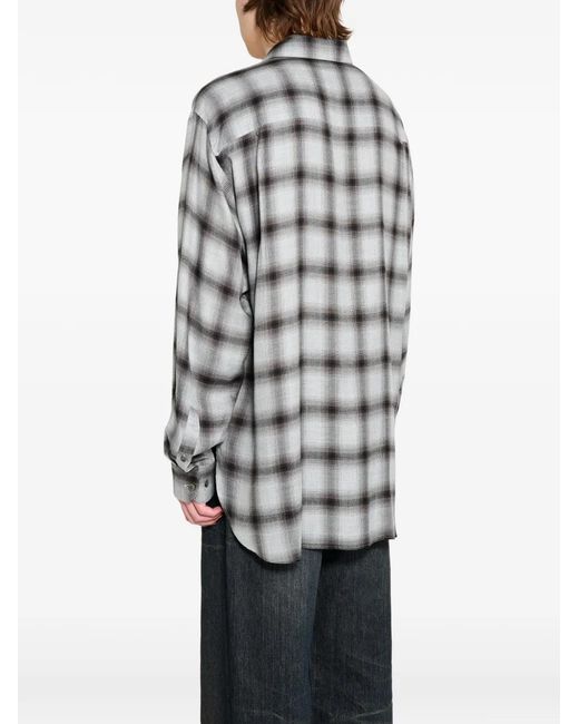 Ssstein Gray Checked Oversized Shirt for men