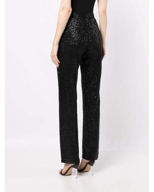 Saiid Kobeisy Black Sequined Straight-Leg Trousers