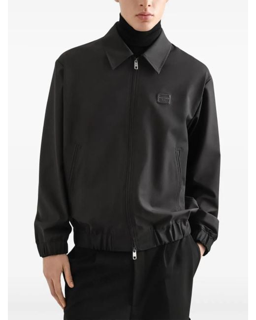 Dolce & Gabbana Black Wool Canvas Jacket With Plaque for men