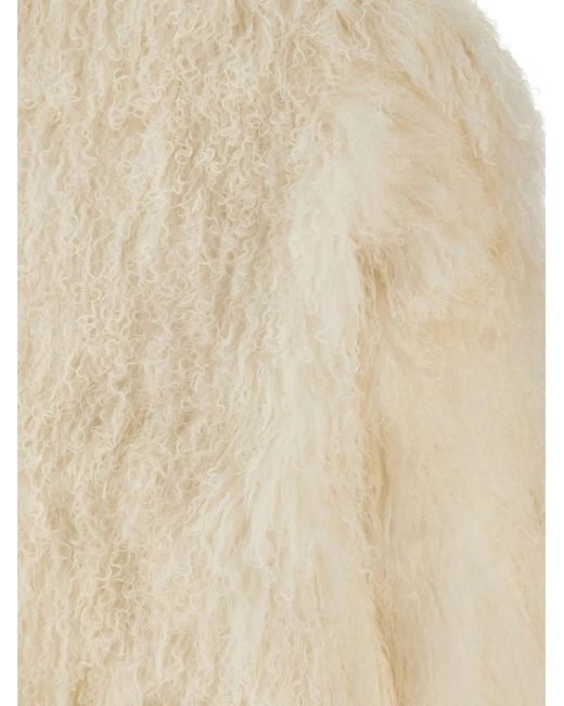 THE TOUCH Natural Marina Long Lamb-Fur Jacket