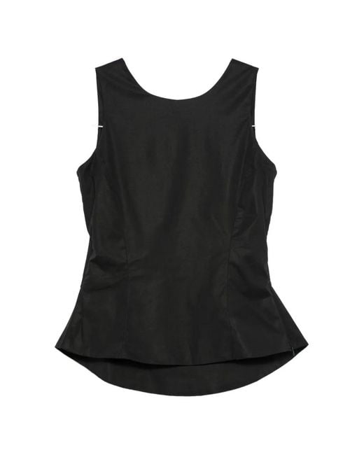 MOUTAKI Black Bow-Detail Peplum Blouse