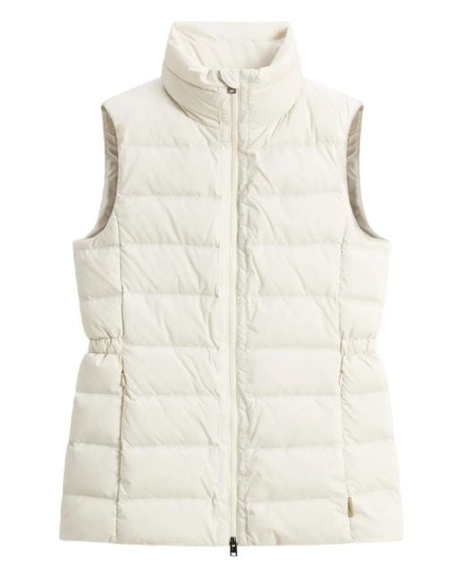 Woolrich White Gefütterte Weste mit Stehkragen