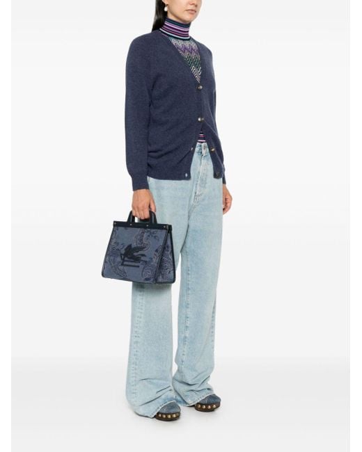 Etro Pegaso Motif Tote Bag in Blue Lyst