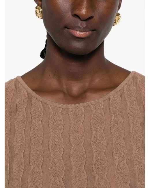 Antonino Valenti Brown Textured-Knit Sleeveless Mini Dress