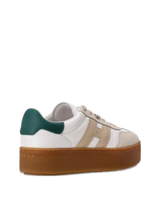 Hogan White Cool Platform Leather Low-Top Sneakers