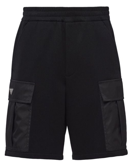 Pantalones cortos con logo triangular Prada de hombre de color Black