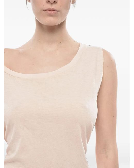 DSquared² Natural One-Shoulder Tie-Belt Mini Dress
