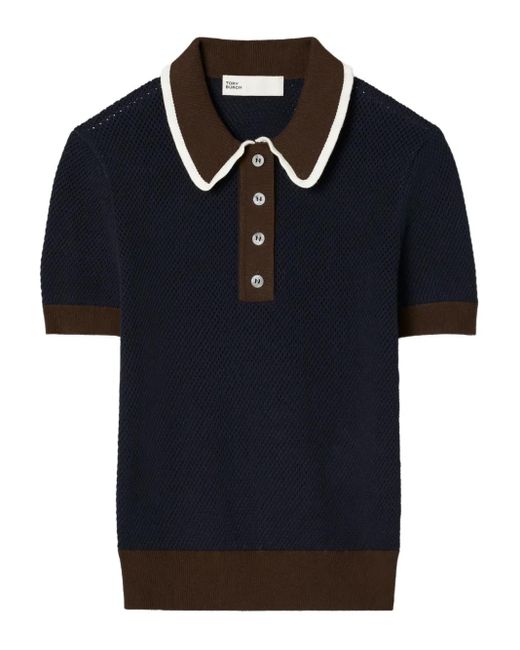 Tory Burch Blue Knitted Polo Shirt