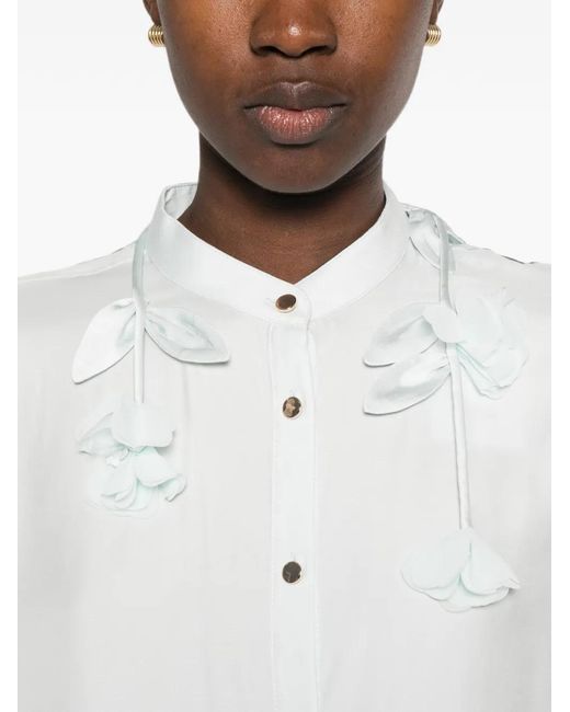 Self-Portrait White Floral-Embellished Shirt