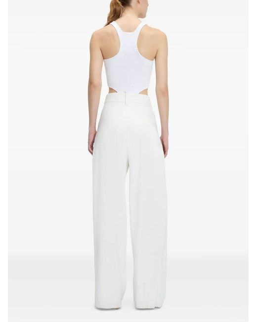 Victoria Beckham White Pleated Trousers
