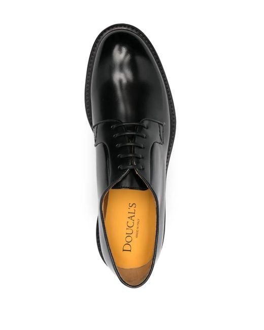 Doucal's Black Lace-Up Leather Derby Shoes for men