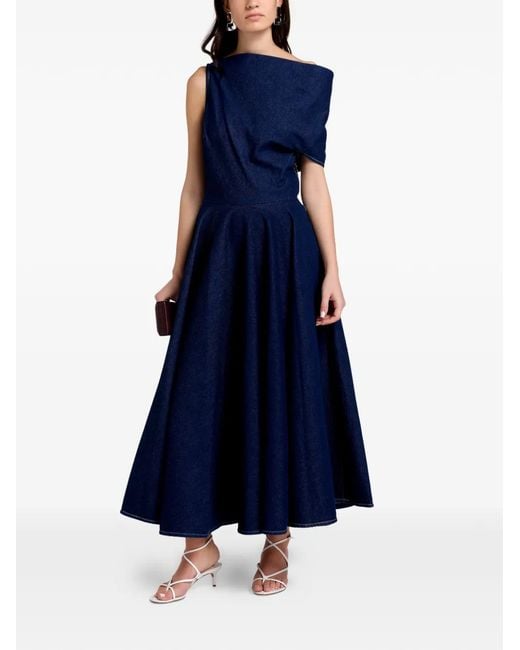 Marques'Almeida Blue One-Shoulder A-Line Midi Dress