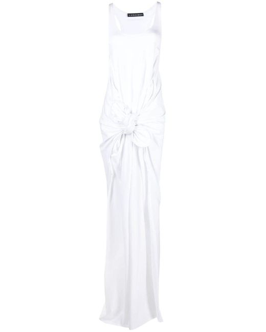 Y. Project White Knot-embellished Wrap Maxi Dress