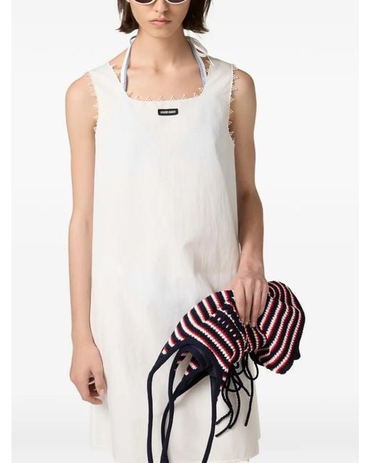 Miu Miu White Slubbed Poplin Dress
