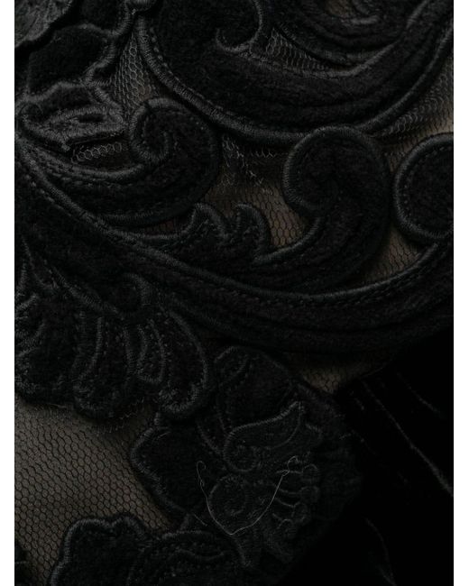 Zimmermann Black Floral-embellished Velvet A-line Dress