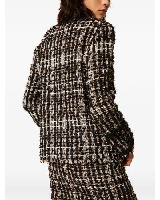 Twinset Black Veste Myfo En Tweed À Boutons À Ornements