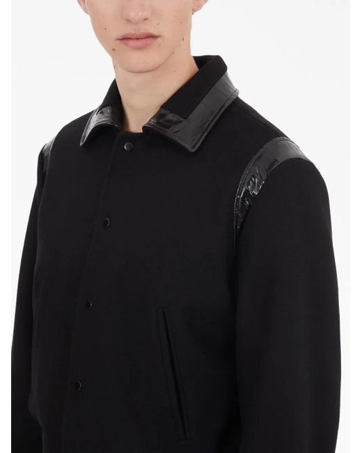 Ferragamo Black Pointed-Flat Collar Wool Jacket for men