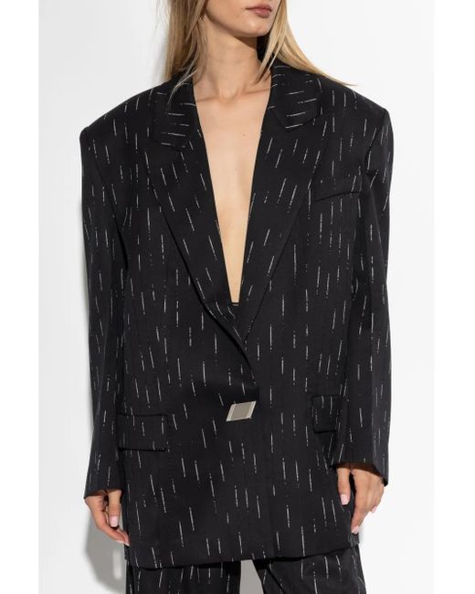 The Attico Black Single-Button Wool-Blend Blazer