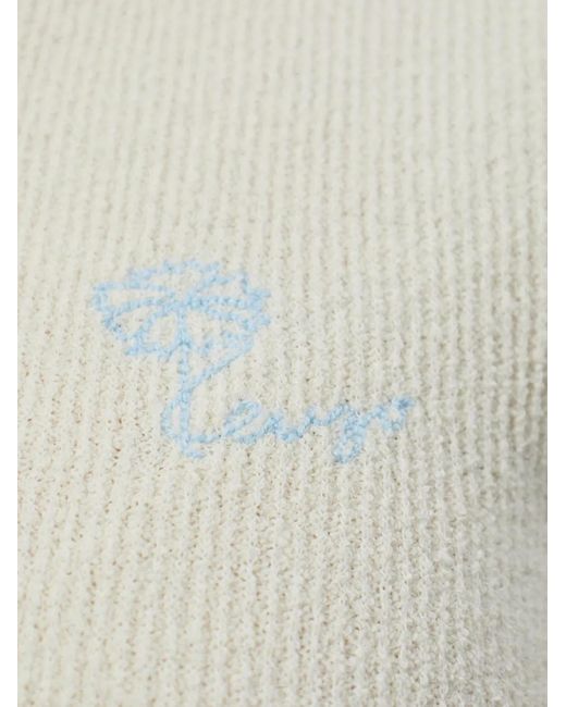 KENZO White Tulip Embroidered Short-Sleeve Cotton T-Shirt