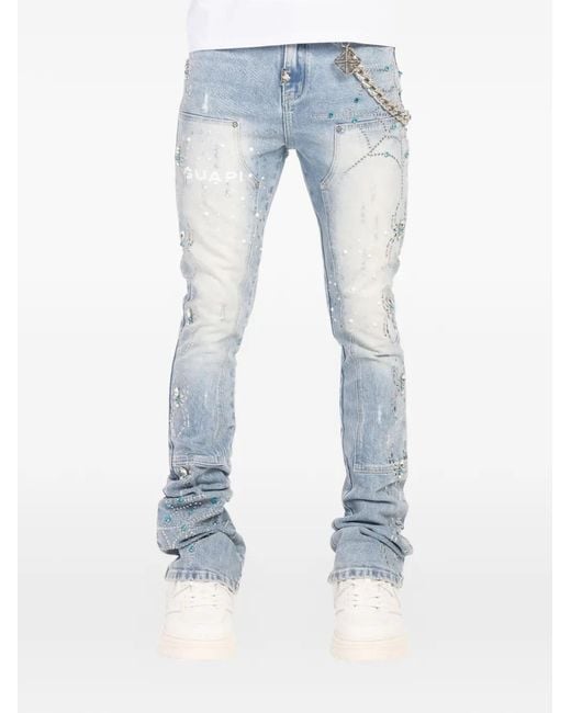 GUAPI Blue Spider-Motif Slim-Fit Jeans for men
