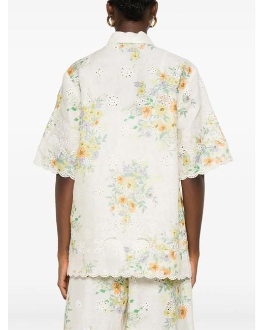 ALÉMAIS White Floral-Print Shirt