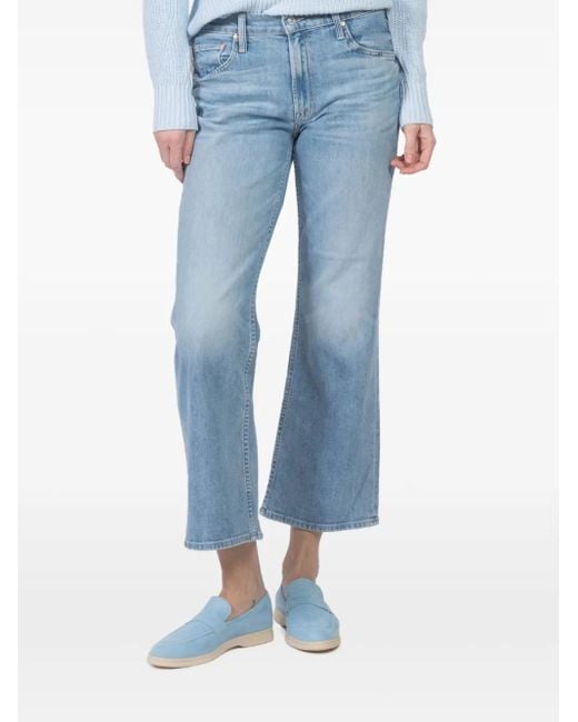Mother Blue Straight-Leg Jeans