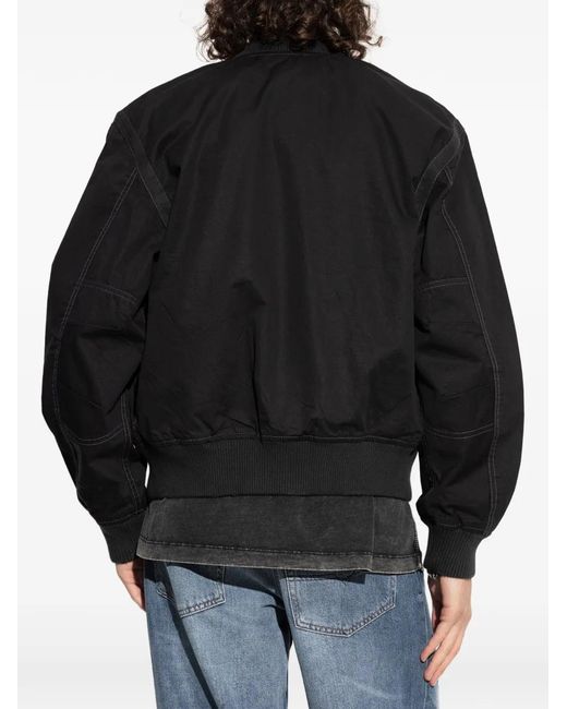 DIESEL Black Logo-Patch Bomber Jacket for men