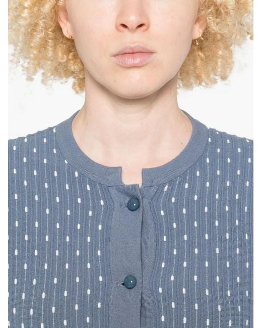 Emporio Armani Blue Dot-Pattern Ribbed Cardigan
