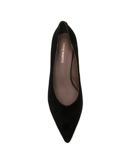 SERGIO MORETTI FIRENZE Black Pointed-Toe Block-Heel Pumps