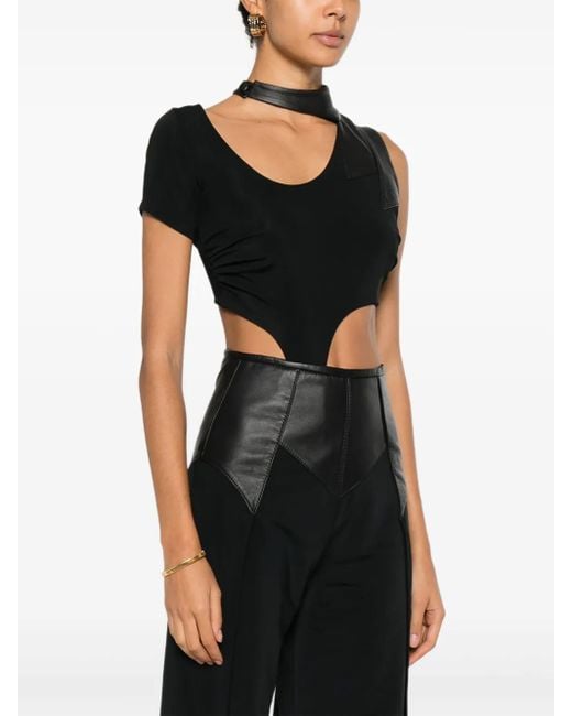 MITILIANE COUTURE Black Leather Insert Top