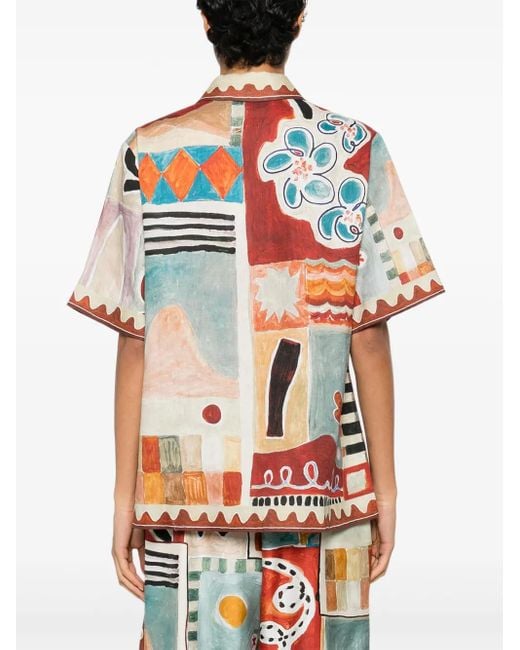 ALÉMAIS Red Michelle Abstract-Print Shirt