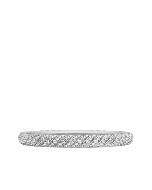 David Yurman White 18Kt Sculpted Cable Bangle Diamond Bracelet (6.2Mm)