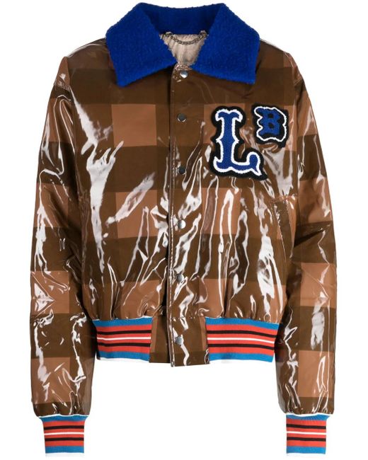 Charles Jeffrey Brown Checked Varsity Bomber Jacket