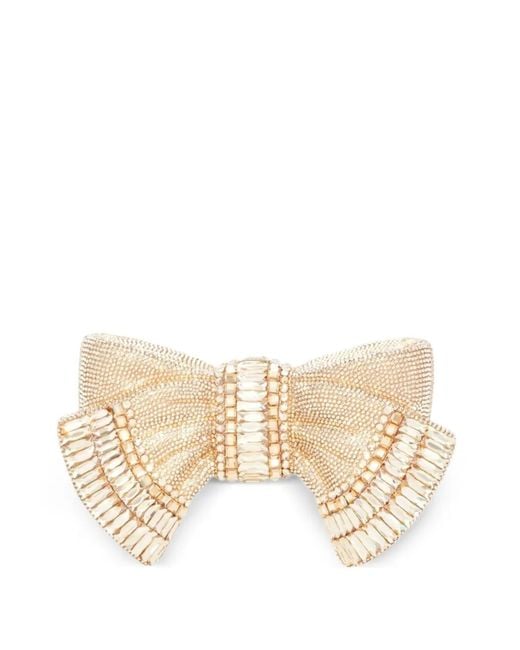 Judith Leiber Natural Bow Deco Gems Champagne Clutch Bag