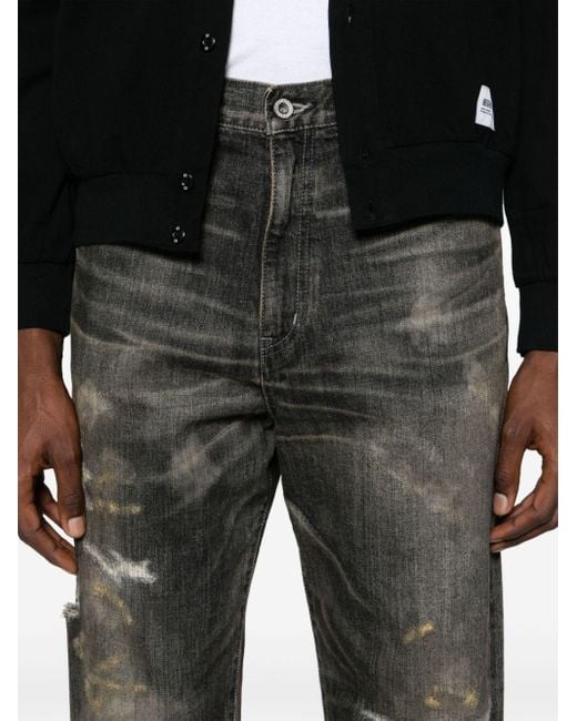 Neighborhood Gray Savage Mid-rise Straight-leg Jeans for men