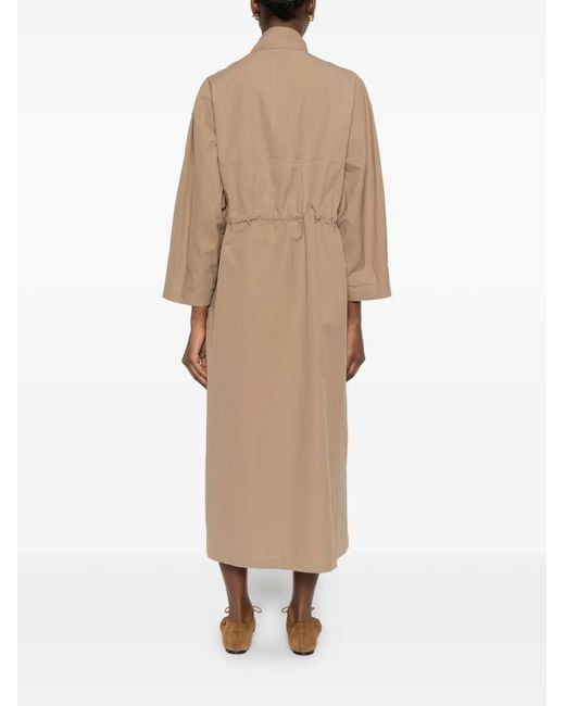 Brunello Cucinelli Natural Flap-Pocket Maxi Dress