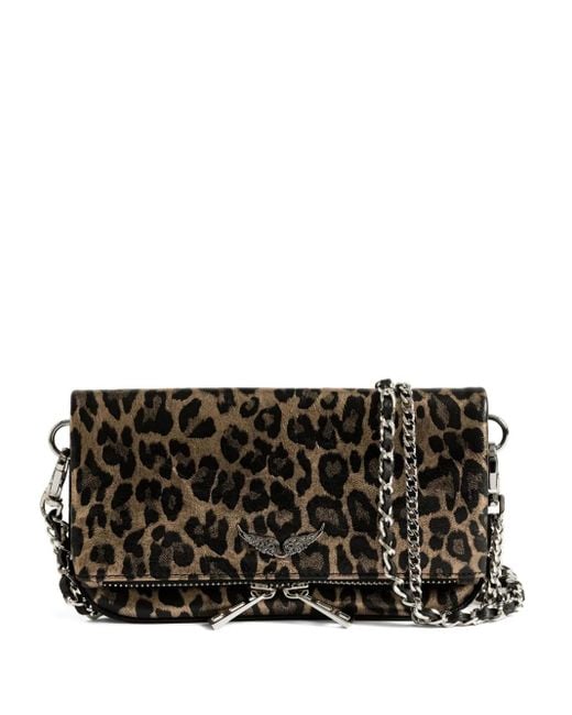 Zadig & Voltaire Black Rock Mini Metal Leopard Clutch