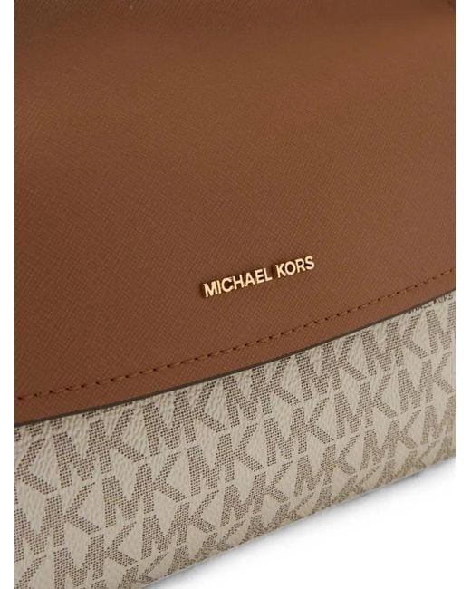 Michael Kors White Monogram-Print Shoulder Bag