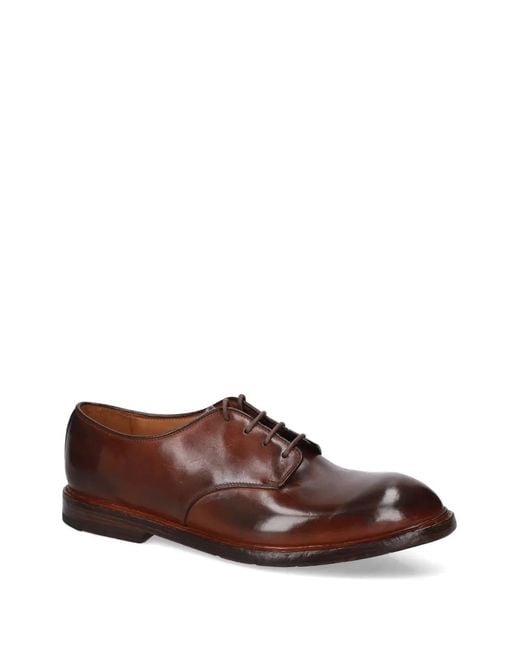 Premiata Brown Lace-Up Leather Derby Shoes for men