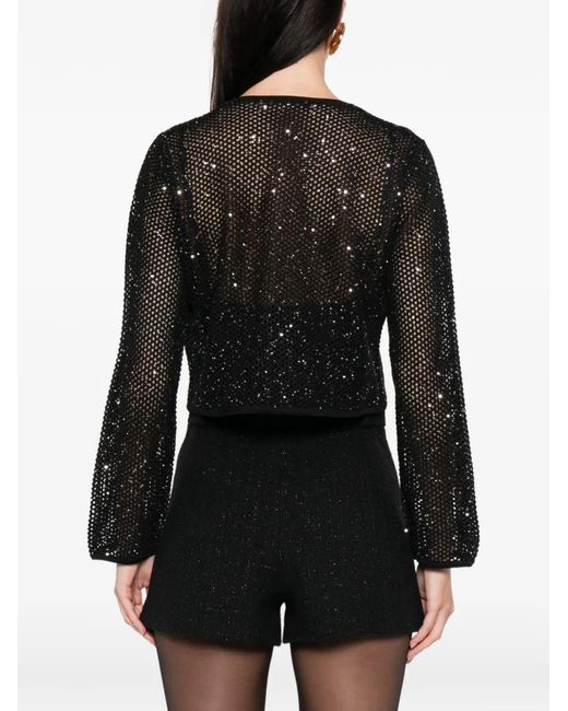 Maje Black Rhinestone Knit Cardigan