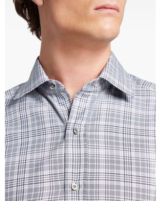 Chemise en coton à carreaux Tom Ford pour homme en coloris Blue